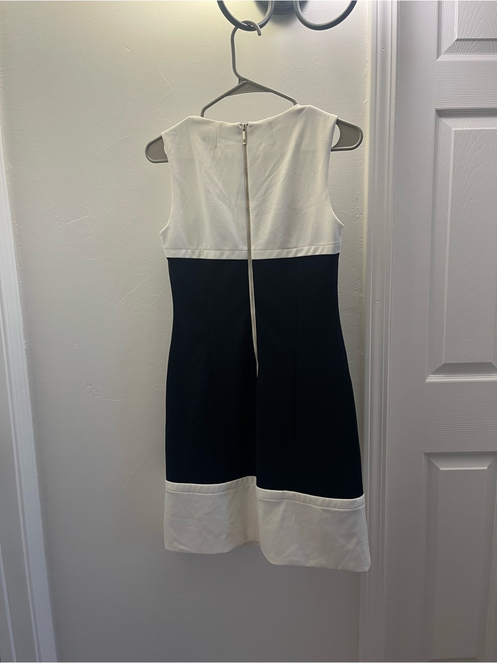 Tommy Hilfiger Navy and White Colorblock Midi Dress